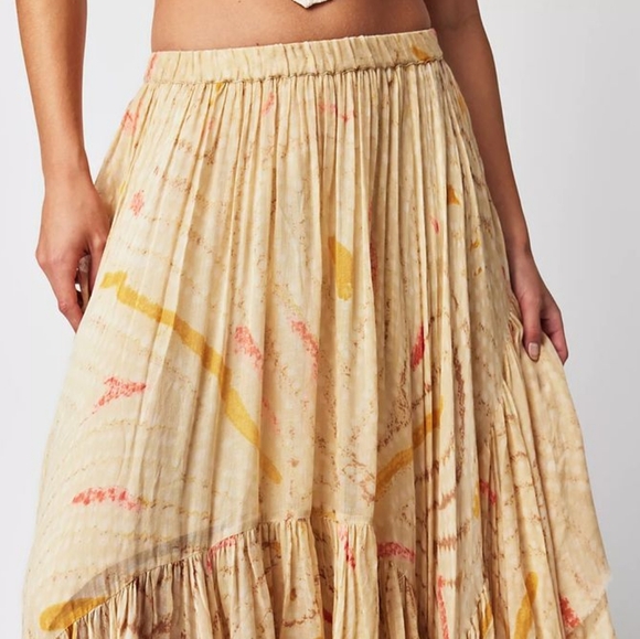 RARE*FREE PEOPLE FP ONE Clover Printed Maxi Skirt Sand Combo XS- LE CLOVER SHADE - Picture 6 of 12